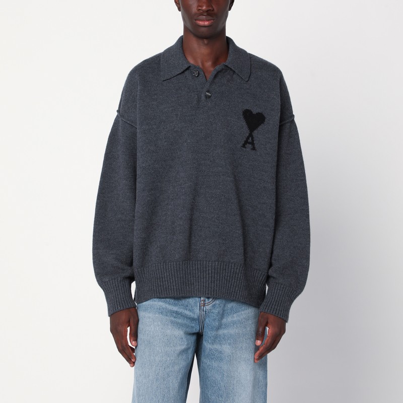 Grey polo-style Ami De Coeur sweater