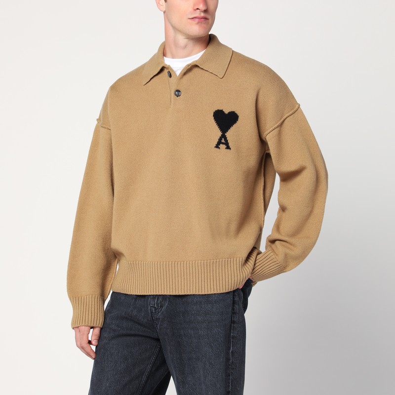 Camel-coloured Ami De Coeur polo sweater