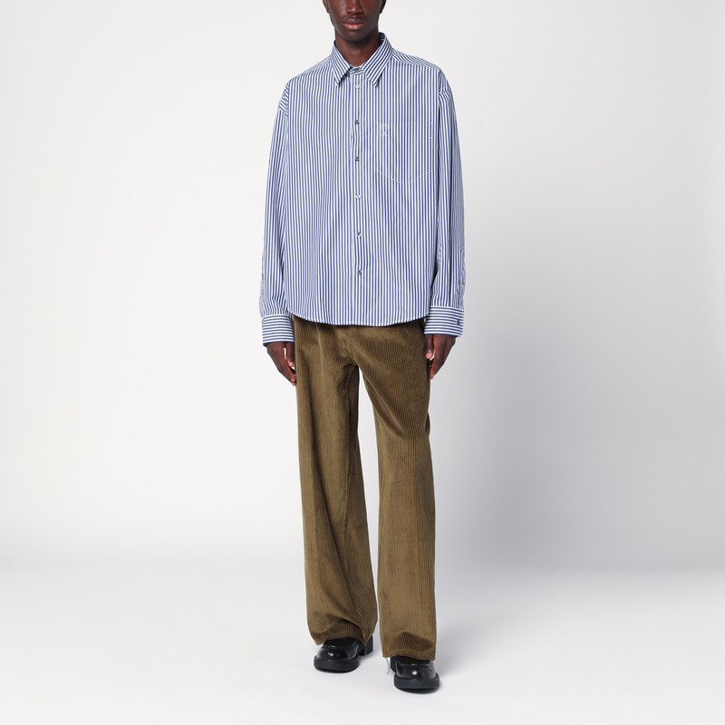Ami Alexandre Mattiussi Ami De Coeur Striped Shirt In White And Blue In Blue