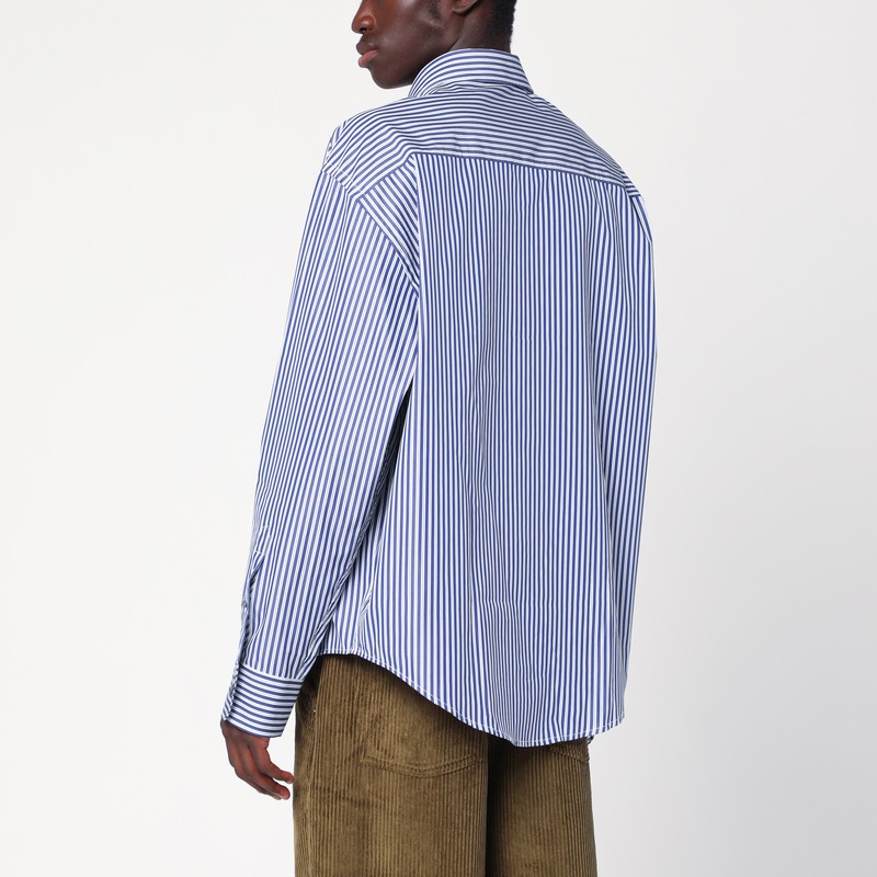 Ami Alexandre Mattiussi Ami De Coeur Striped Shirt In White And Blue In Blue