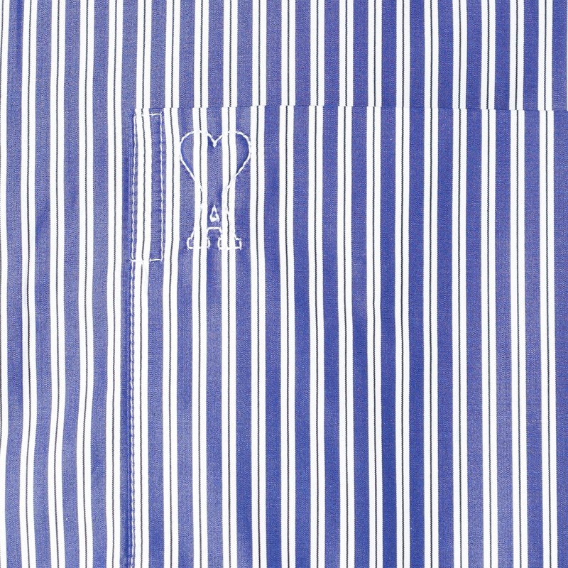 Ami Alexandre Mattiussi Ami De Coeur Striped Shirt In White And Blue In Blue