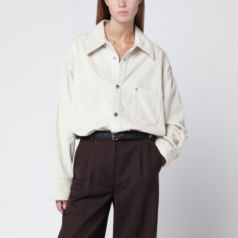 Ami Alexandre Mattiussi Ivory Corduroy Shirt In Neutral