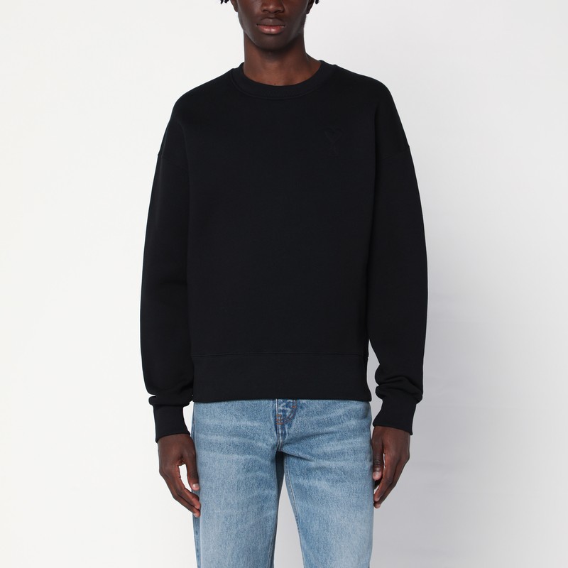 Ami Alexandre Mattiussi Ami Paris Ami De Coeur Logo Embossed Crewneck Sweatshirt In Black