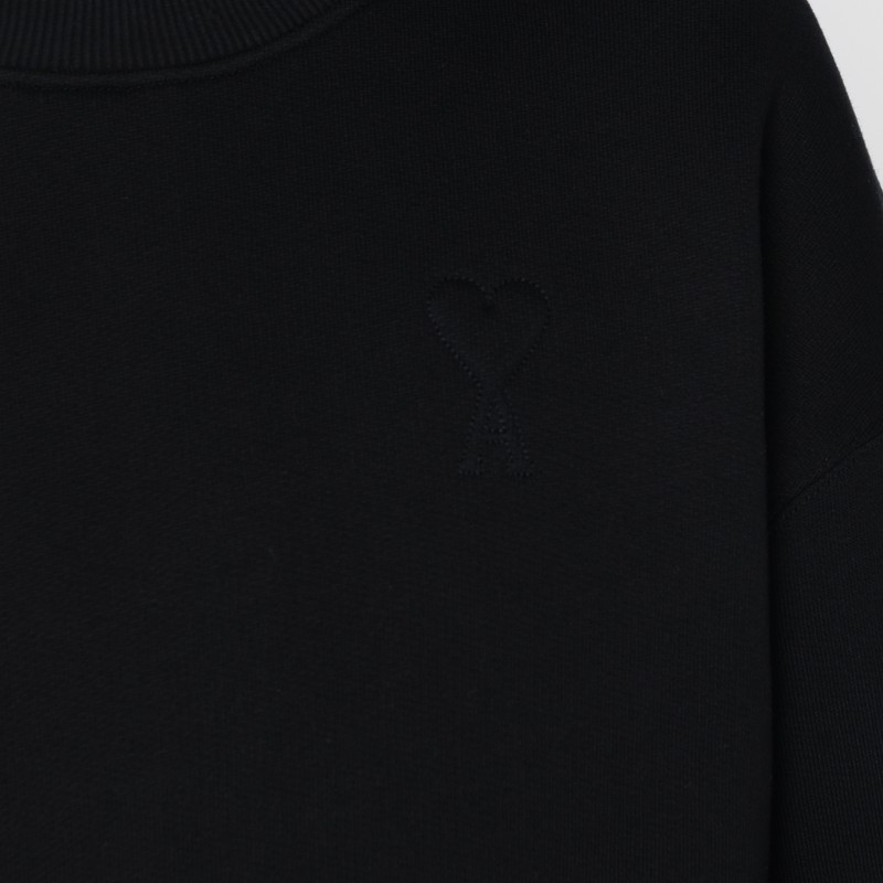 Ami Alexandre Mattiussi Ami Paris Ami De Coeur Logo Embossed Crewneck Sweatshirt In Black
