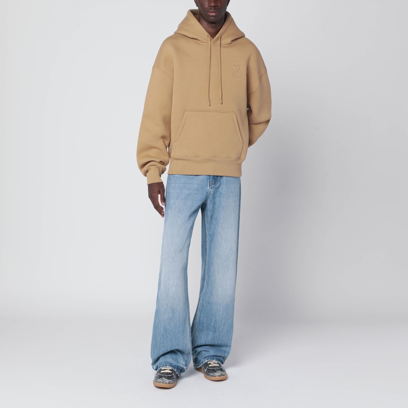 Ami Alexandre Mattiussi Camel Ami De Coeur Hoodie In Brown