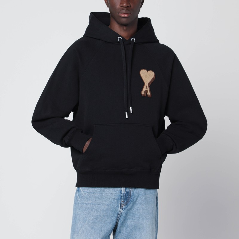 Ami Alexandre Mattiussi Black Ami De Coeur Hoodie In Black