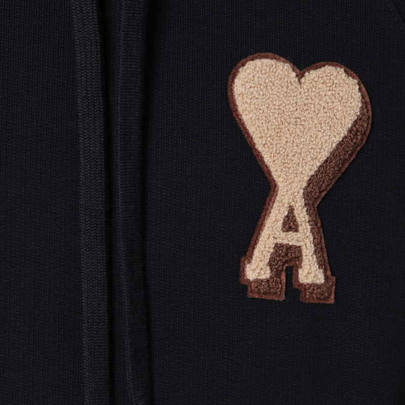 Ami Alexandre Mattiussi Black Ami De Coeur Hoodie In Black