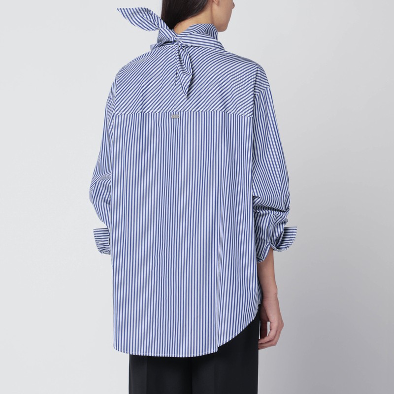 Ami Alexandre Mattiussi Ami Paris Blue Striped Poplin Shirt With Scarf Women In Multi