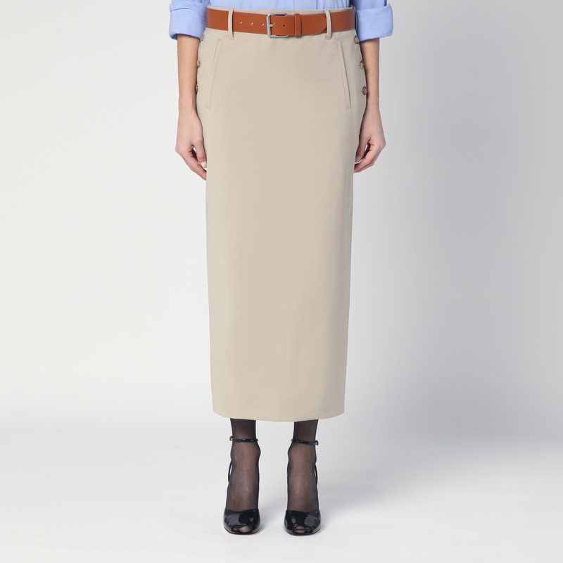 Moschino Wool Twill Skirt Tailored Twist In Neutral