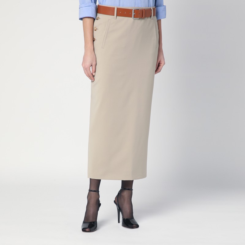 Moschino Wool Twill Skirt Tailored Twist In Neutral