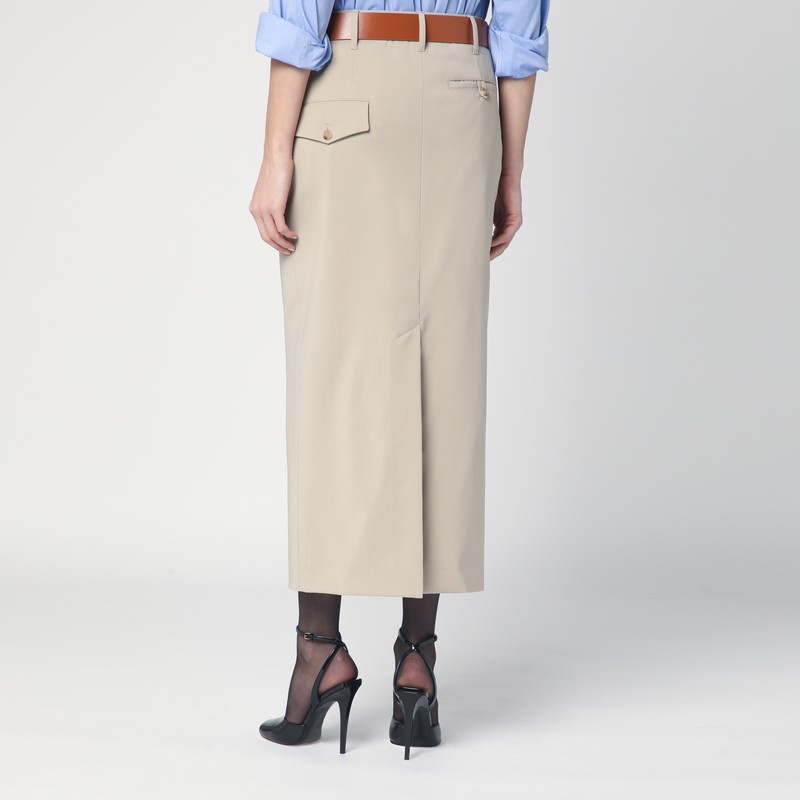 Moschino Wool Twill Skirt Tailored Twist In Neutral
