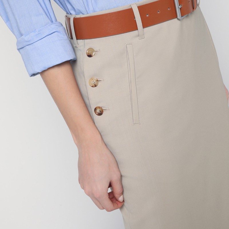 Moschino Wool Twill Skirt Tailored Twist In Neutral