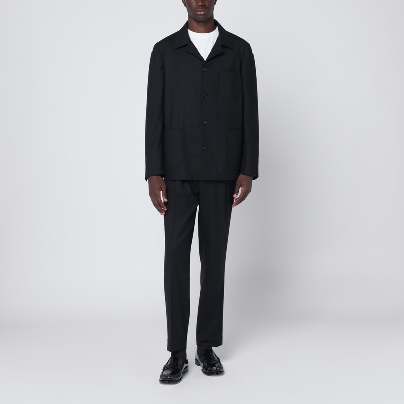 Black single-breasted suit in wool blend