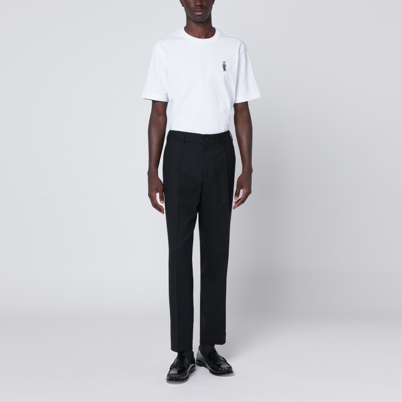 Santaniello Black Single-breasted Suit In Wool Blend In Black