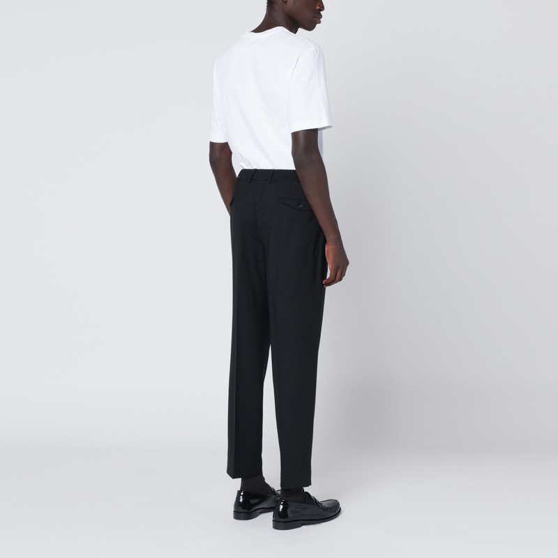 Santaniello Black Single-breasted Suit In Wool Blend In Black