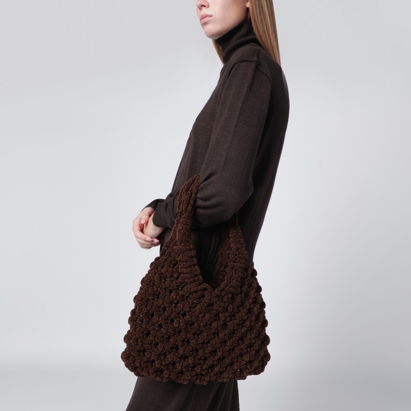 Hibourama Vannifique Big Bag In Khaki Velvet In Brown