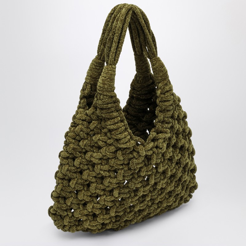 Hibourama Vannifique Big Bag In Khaki Velvet In Green