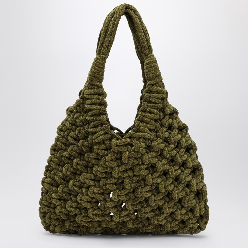 Hibourama Vannifique Big Bag In Khaki Velvet In Green
