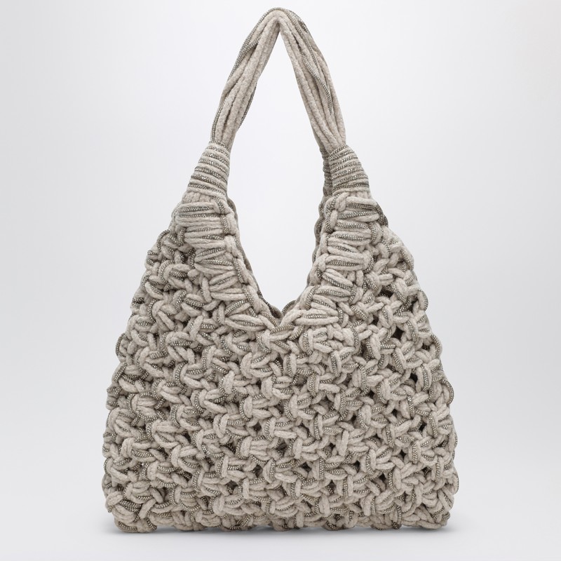 Hibourama Vannifique Crystal Bag In Ivory Velvet In White