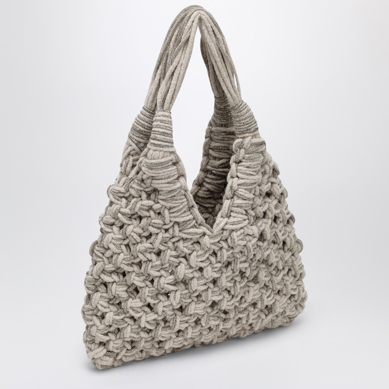 Hibourama Vannifique Crystal Bag In Ivory Velvet In White
