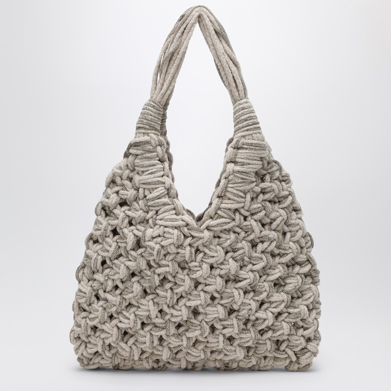 Hibourama Vannifique Crystal Bag In Ivory Velvet In White