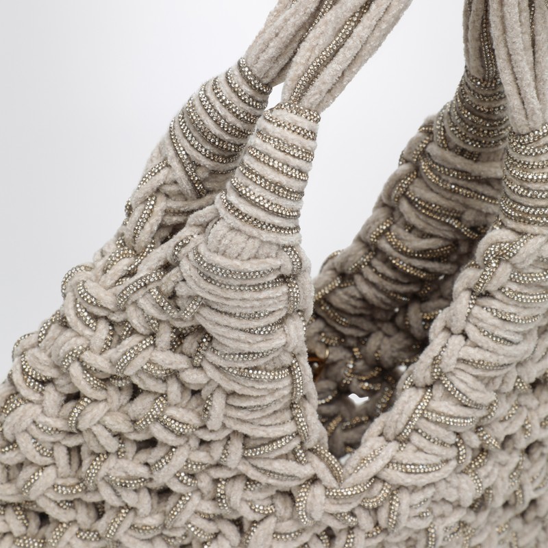 Hibourama Vannifique Crystal Bag In Ivory Velvet In White