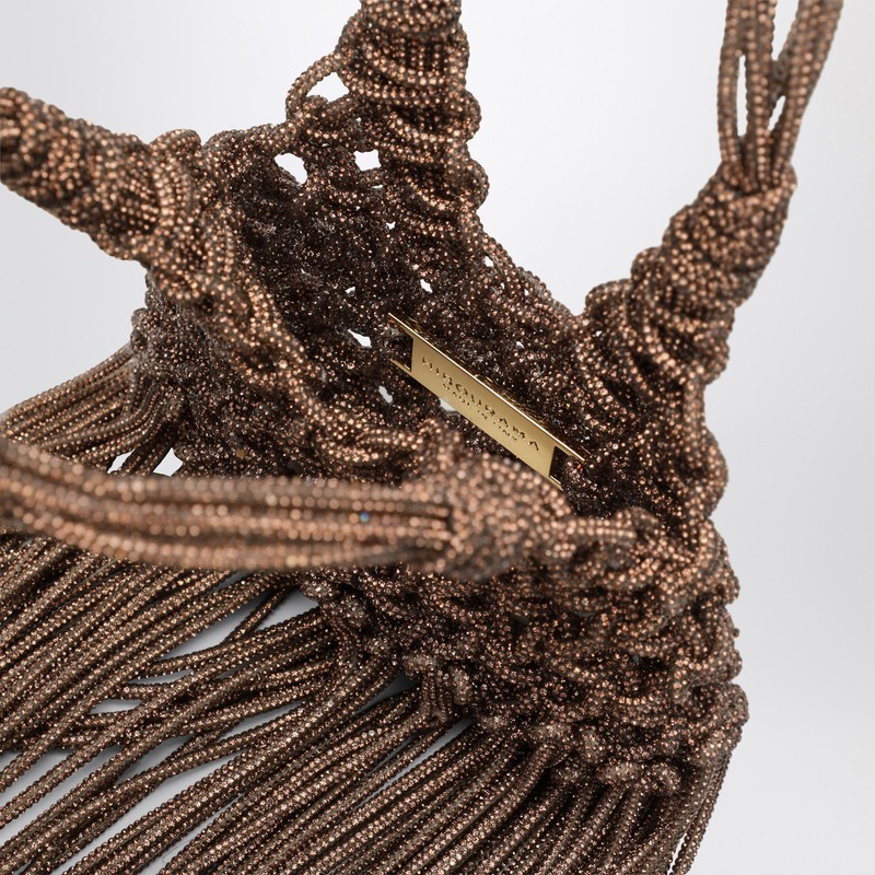 Hibourama Vannifique Mini Topaz Bag With Crystals And Fringes In Metallic