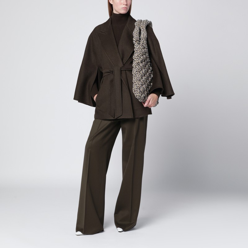 Max Mara Moss Green Short Wrap Coat In Green