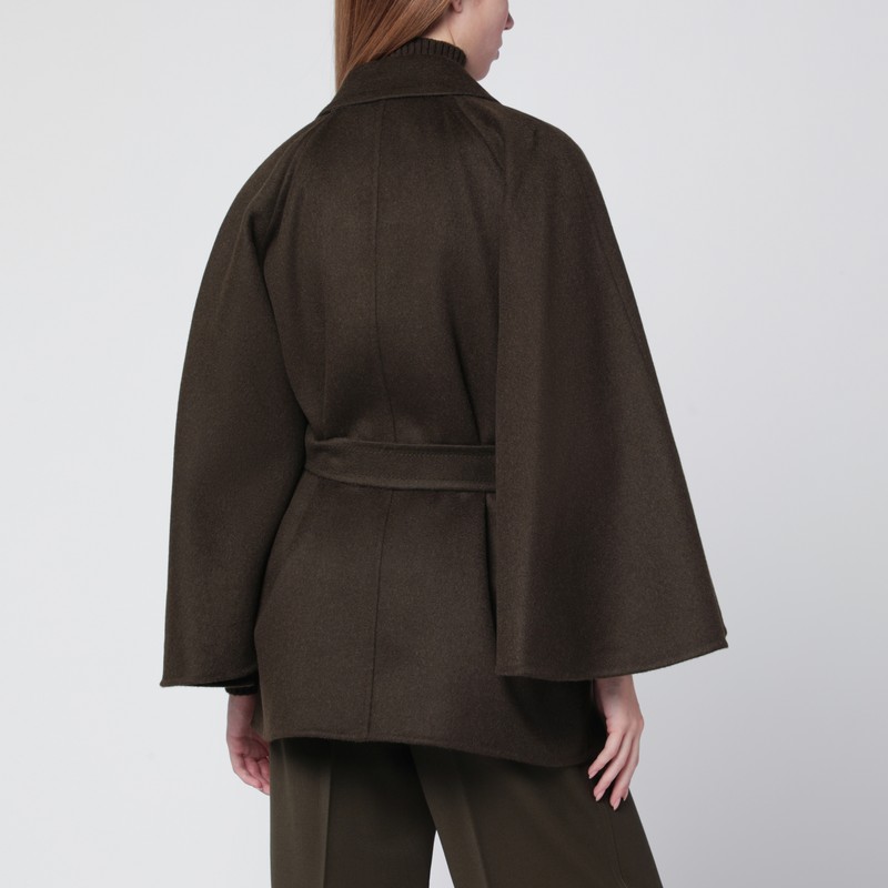 Max Mara Moss Green Short Wrap Coat In Green