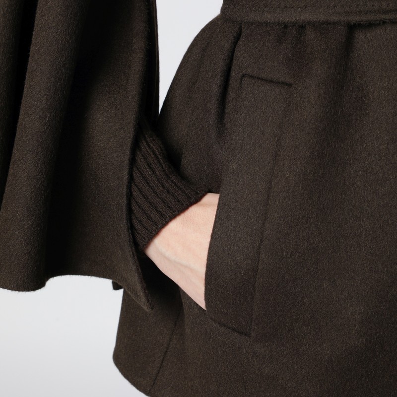 Max Mara Moss Green Short Wrap Coat In Green