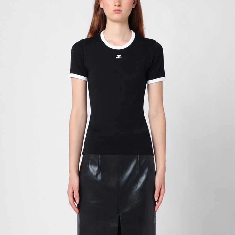Courrèges Bumpy Contraste Reeditio T-shirt In Black