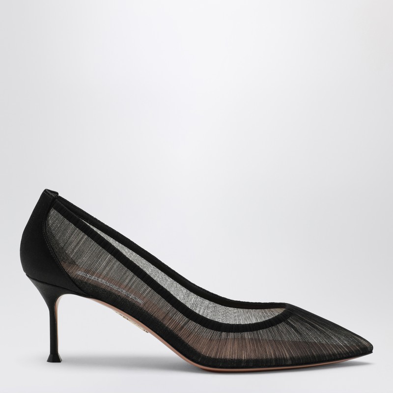 Voile black pumps in satin and mesh