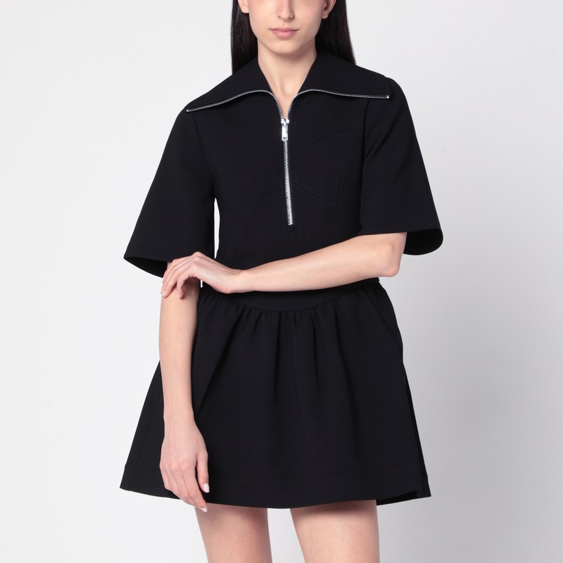 Black mini dress in crêpe