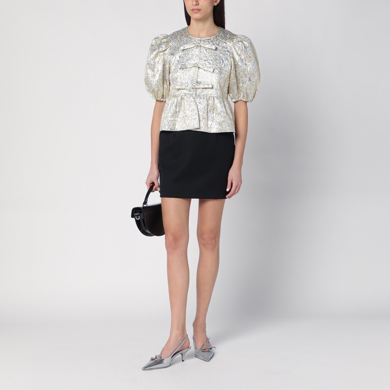Ganni Gold/silver Blouse With Bows In Metal