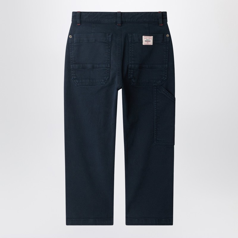 Bonpoint Ewann Navy Blue Cotton Trousers In Blue
