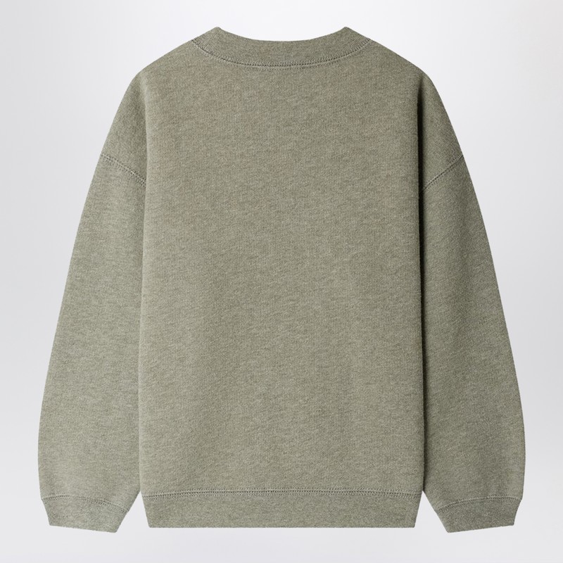 Bonpoint Tonino Sweatshirt In Grey-green With Embroidered Logo In Green