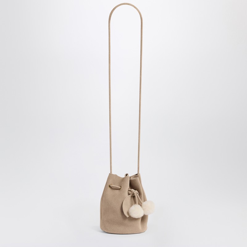 Bonpoint Jessika Drawstring Pom-pom Bucket Bag In Nude