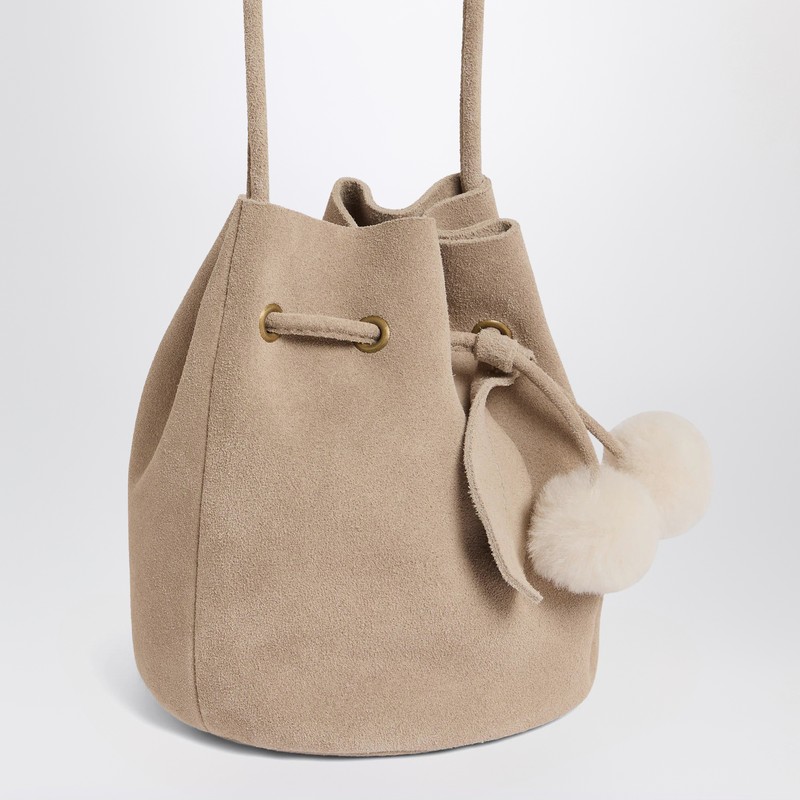 Bonpoint Jessika Drawstring Pom-pom Bucket Bag In Nude