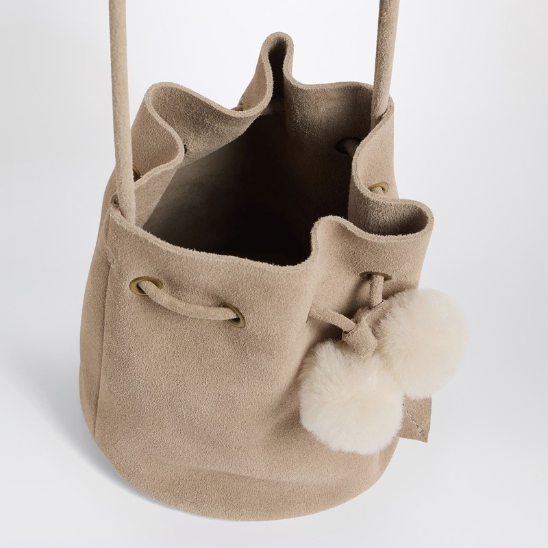 Bonpoint Jessika Drawstring Pom-pom Bucket Bag In Nude