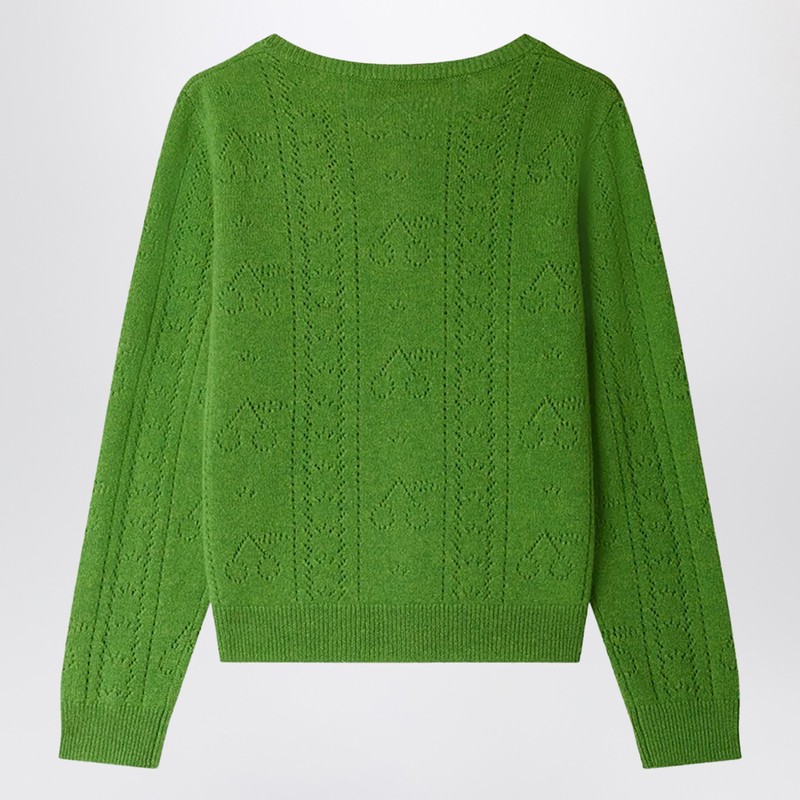 Bonpoint Josiane Cardigan In Green Cashmere In Green