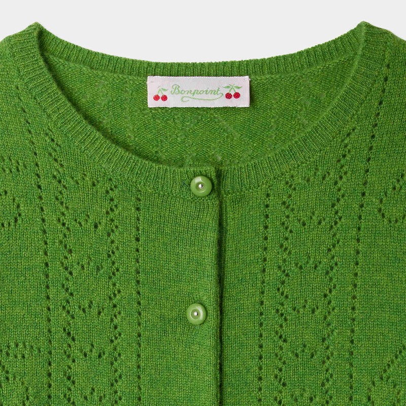 Bonpoint Josiane Cardigan In Green Cashmere In Green
