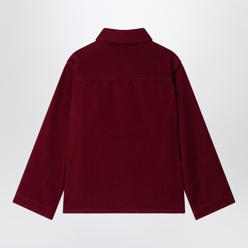 Bonpoint Corduroy Edith Jacket With Embroidered Cherry In Red