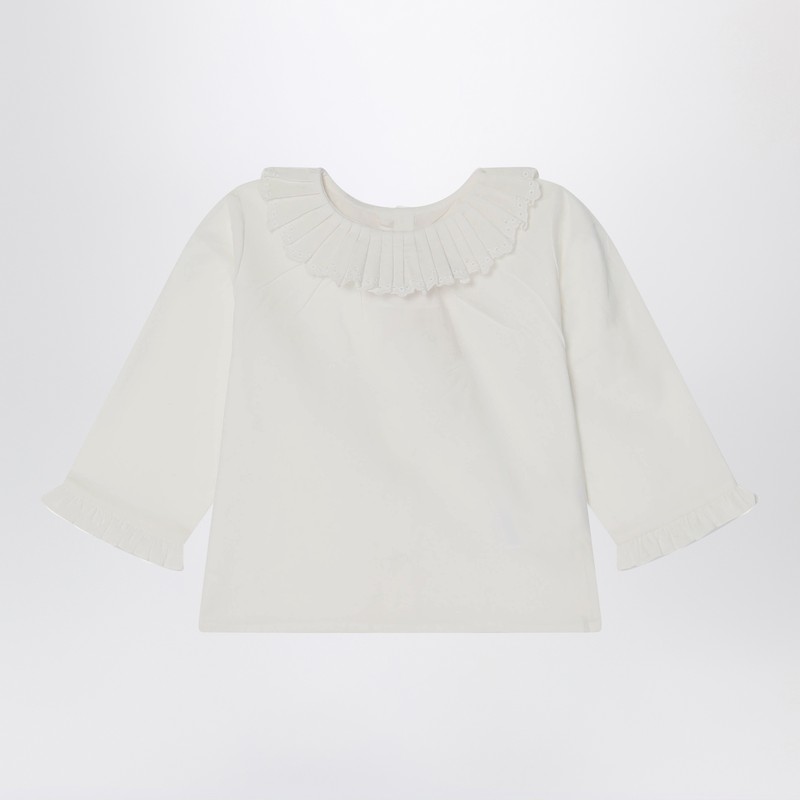 White Joliette blouse with ruffles