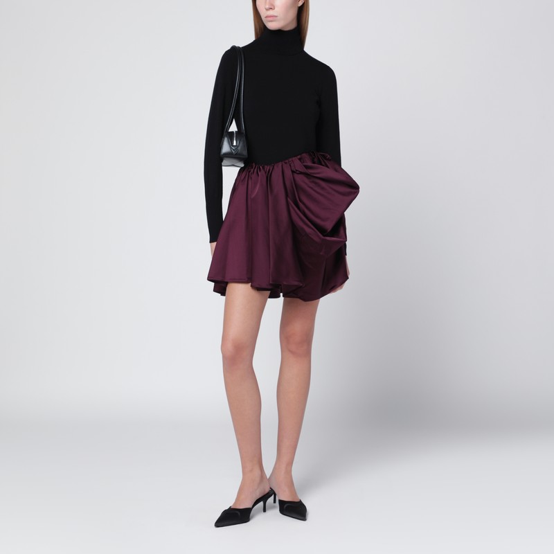 Ganni Asymmetrical Mini Skirt Satin Finish In Red