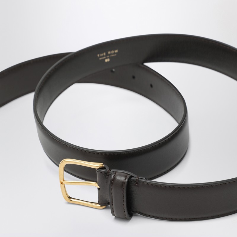 The Row Smooth Square Buckle Leather Belt In Brown