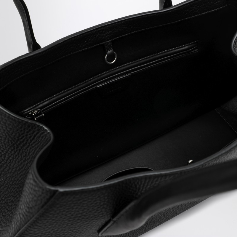 The Row Black Alger Shoulder Bag In Leather In Black