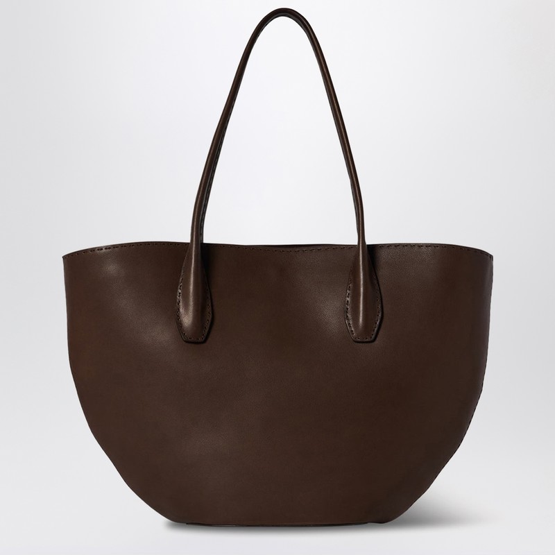The Row Alger Leather Tote Bag In Brown