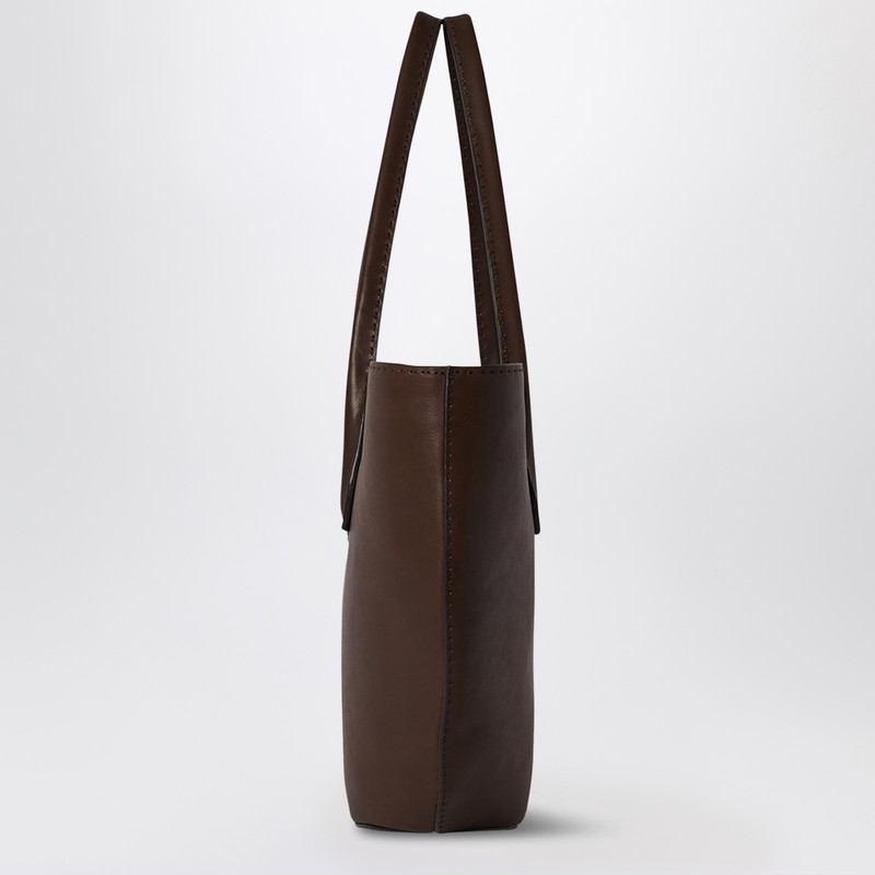 The Row Alger Leather Tote Bag In Brown