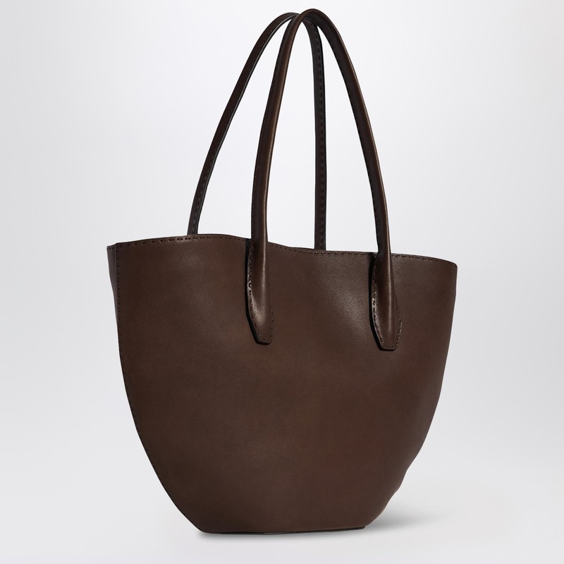 The Row Alger Leather Tote Bag In Brown