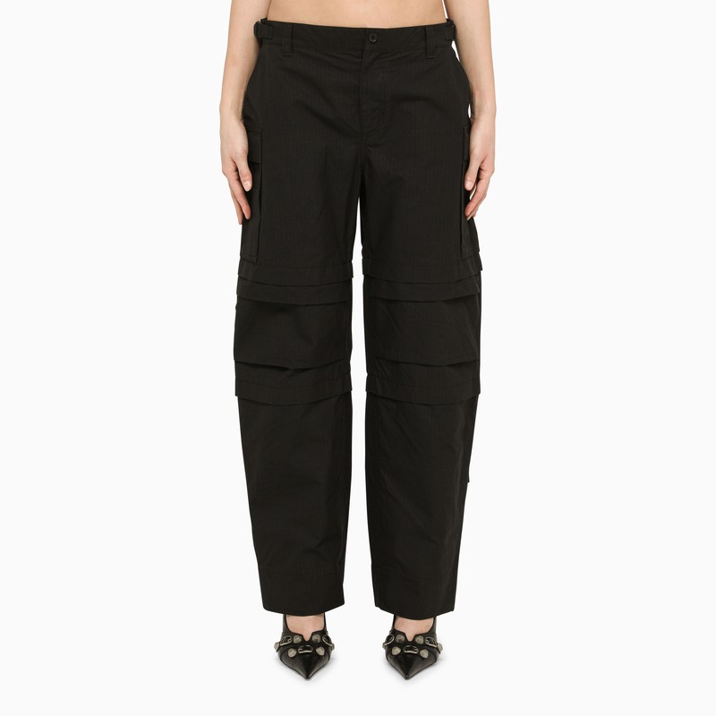 Black multi-pocket cargo trousers